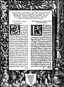 Erazmo Roterdamiečio spaudai parengtas Naujasis Testamentas, susidedantis iš graikų kalbos ir lotyniško vertimo, 1516 kovo 1 d., Bazelis.
